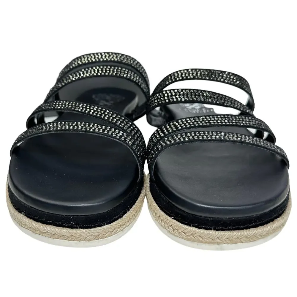 Vince Camuto Rallsan Strappy Rhinestone Sandal Cloudy Black Women 7.5 NWB